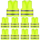 10 Stück Warnweste Sicherheitswesten Gelb - EN ISO 20471 Neongelb Reflektorweste Sicherheitsweste...