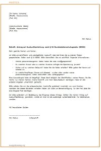 Antrag nach § 34 BDSG auf Auskunft Muster