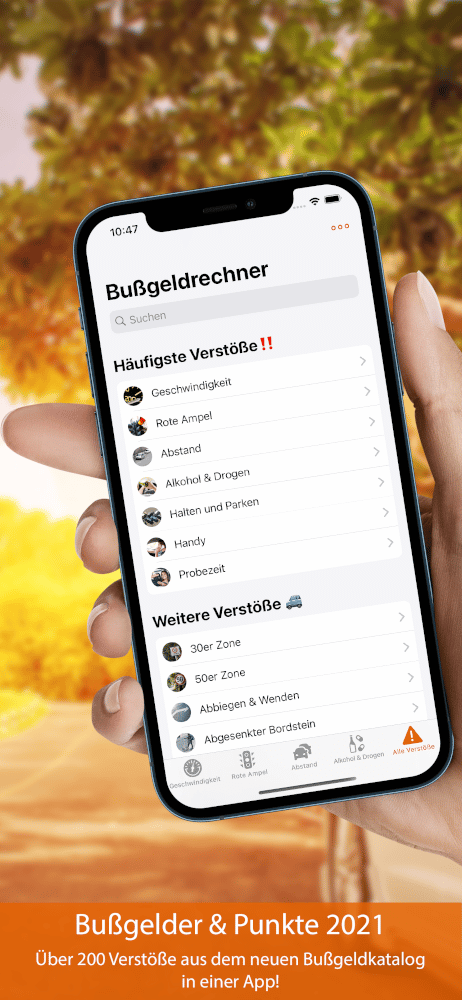Vorschau Bußgeldrechner-App Screen 1