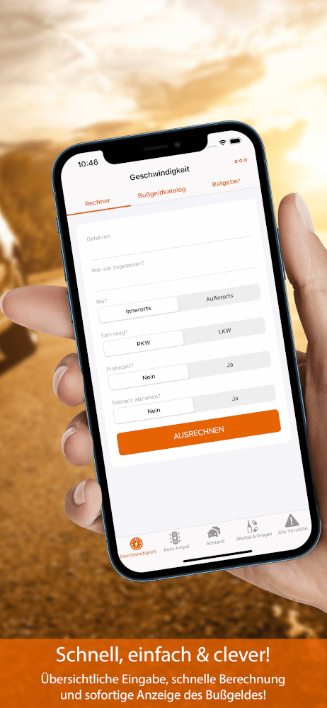 Vorschau Bußgeldrechner-App Screen 2
