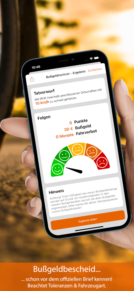 Vorschau Bußgeldrechner-App Screen 3