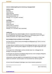 Vordruck: Schadensregulierung ohne Versicherung